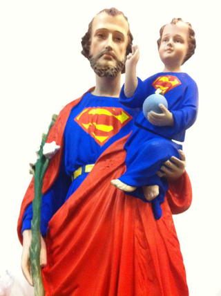 Illustration for article titled Saintly statues get superheroic makeovers